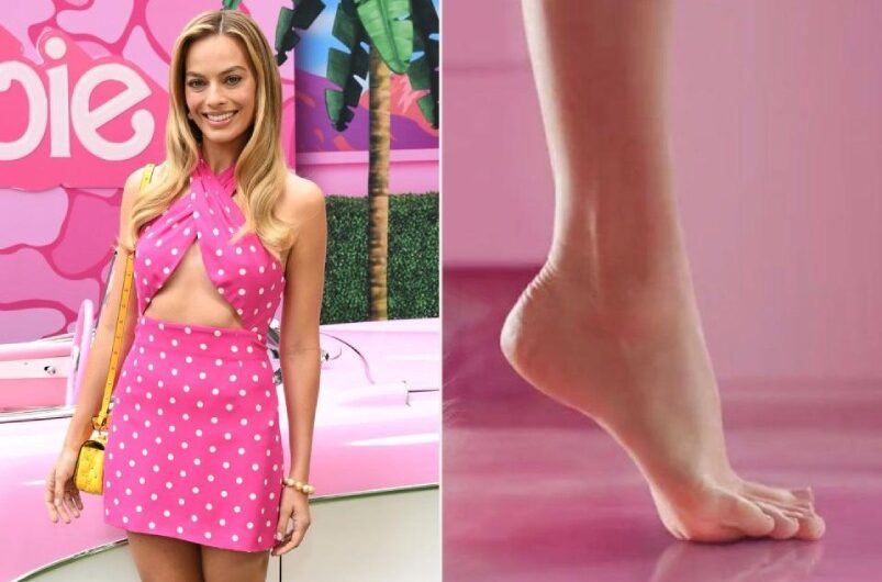 Margot Robbie explains the iconic “Barbie” foot scene’s production process.