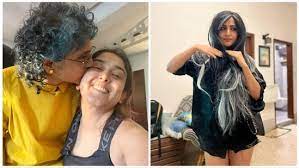 In amusing photographs from their time together, Ira Khan kisses his stepmother Kiran Rao, and Fatima Sana Shaikh is wearing a very large wig