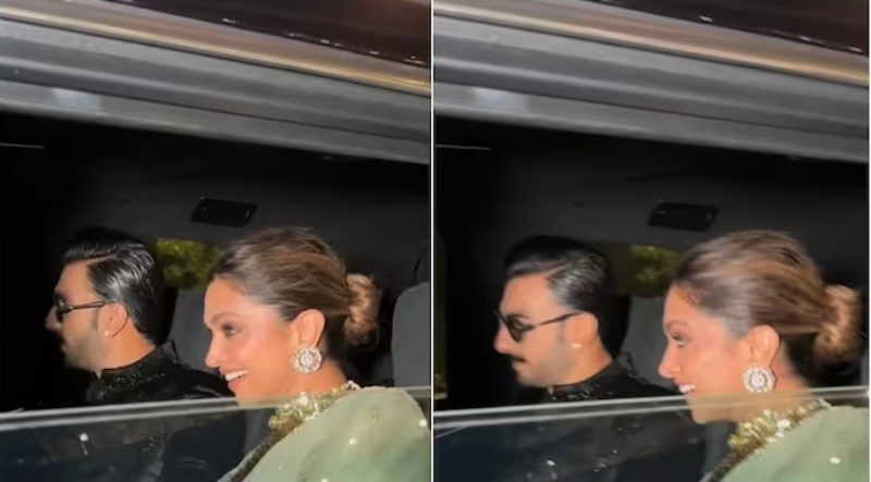 When Deepika Padukone and Ranveer Singh leave the wedding party, she looks stunning